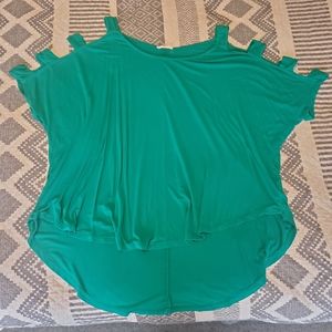 Flowy Green Top with Cute Arm Cut Outs